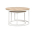 Oikiture Set of 2 Nesting Coffee Table Round Natural & White