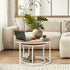 Oikiture Set of 2 Nesting Coffee Table Round Natural & White