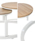 Oikiture Set of 2 Nesting Coffee Table Round Natural & White