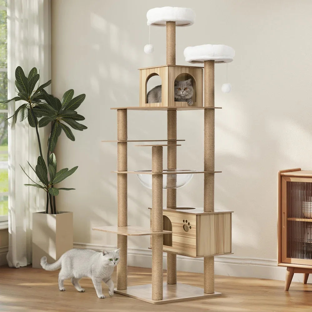 Cat Tree Tower Scratching Post Cats Condo House Bed Wood 186cm
