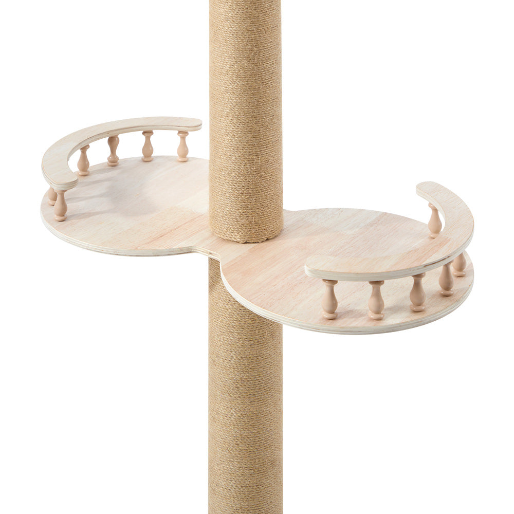 Cat Tree Wood Tower Scratching 300cm Post Floor to Ceiling