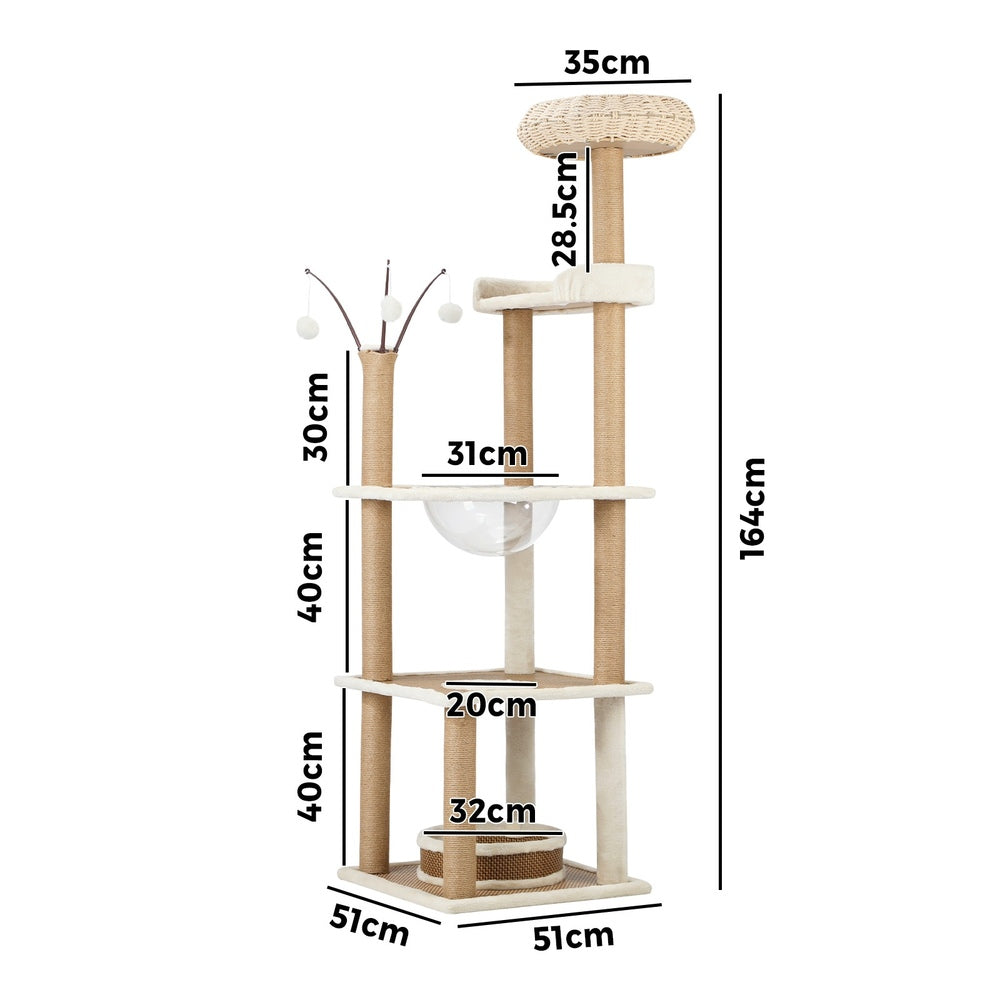 Alopet Cat Tree Rattan Cat Scratching Post 164CM