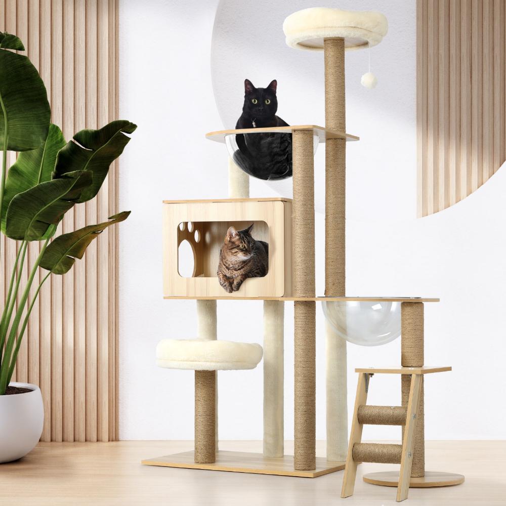 Cat Tree Scratcher Cats Condo Wood 142cm