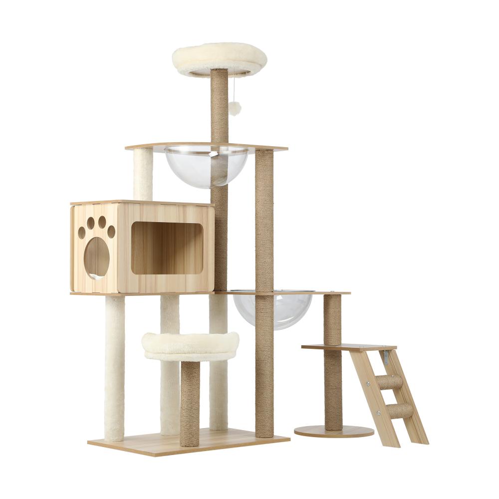 Cat Tree Scratcher Cats Condo Wood 142cm