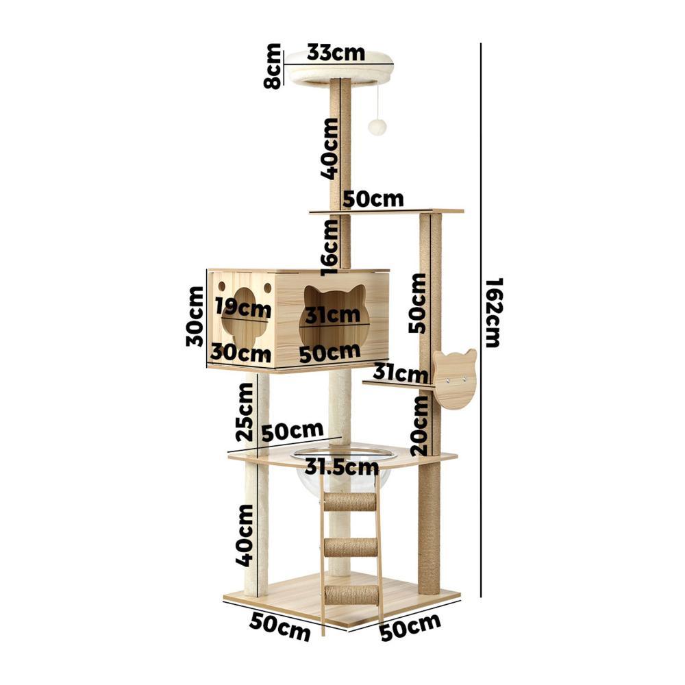 162cm Wooden Cat Tree with Ladder