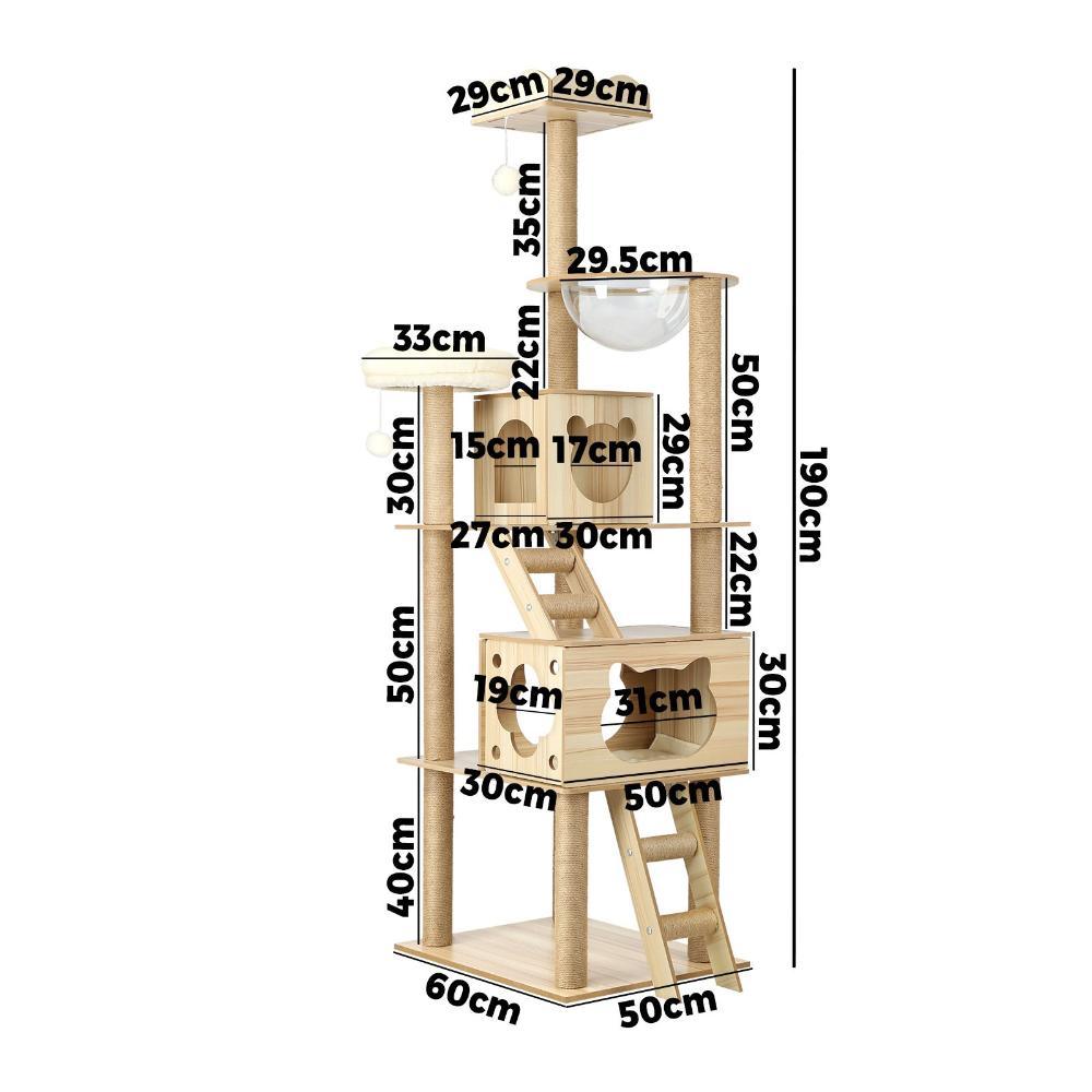 190cm Wooden Cat Tree with Ladder