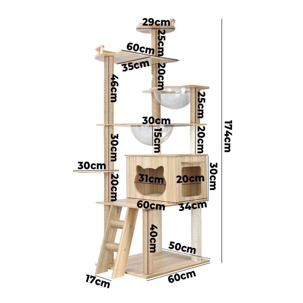 174 cm Cat Tree with Scratching Post Cat Condo Ladder