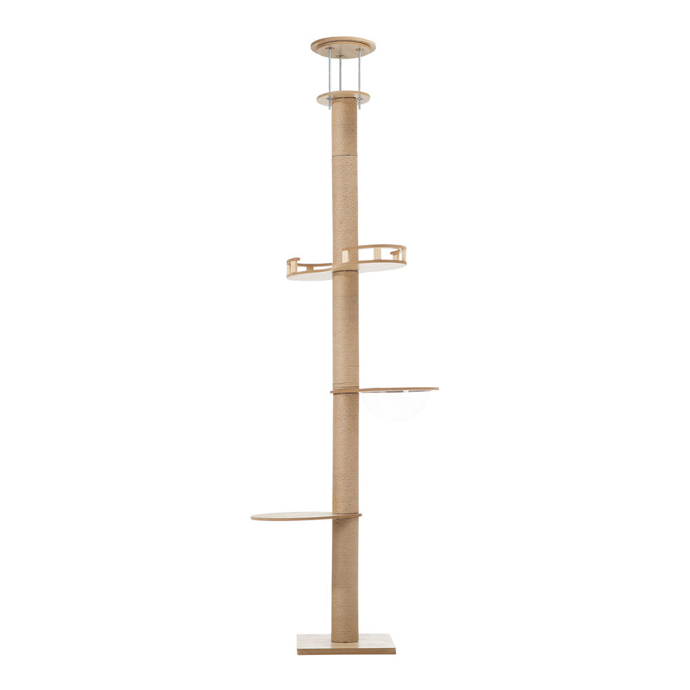 Cat Tree Wood Tower Scratching 270cm Post Floor to Ceiling