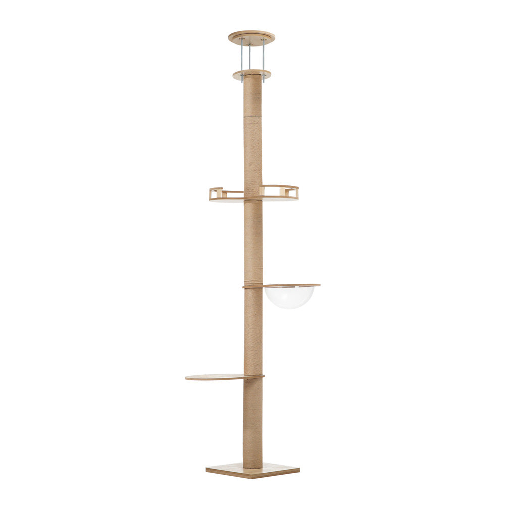 Cat Tree Wood Tower Scratching 270cm Post Floor to Ceiling