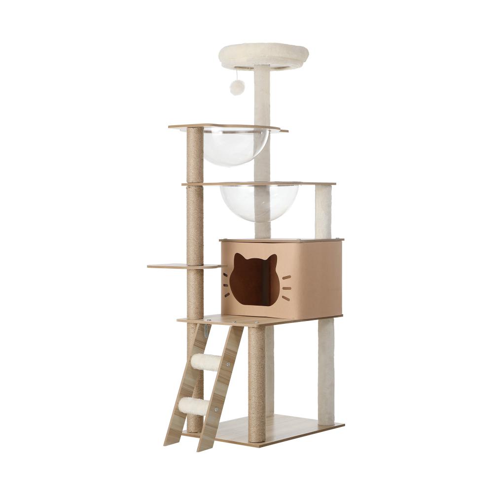 Cat Tree Wood Scratcher Condo Detachable House