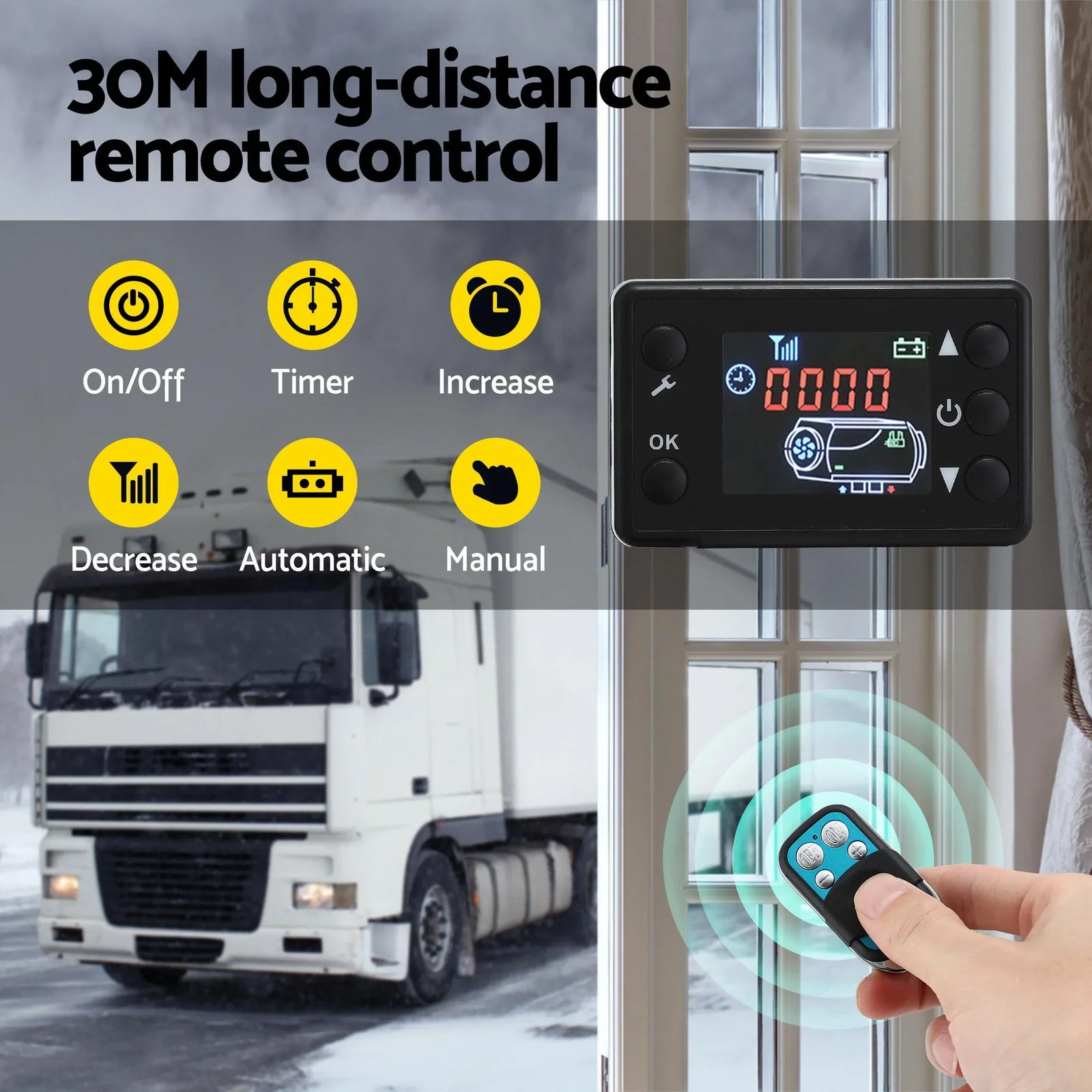 2KW Portable Diesel Air Heater – LCD Control, Remote, Low Noise, 12/24V