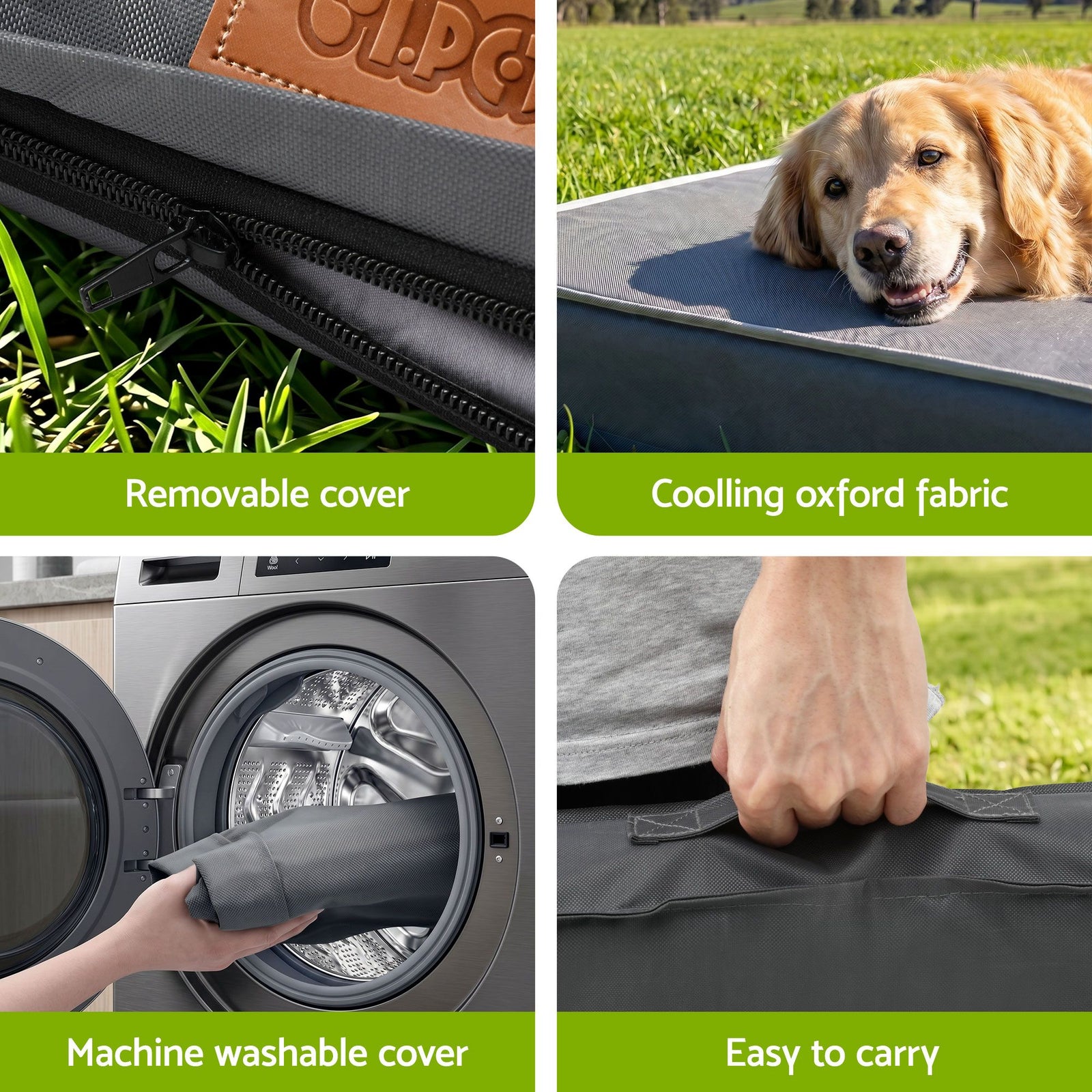 Dog Bed Large Water-resistant Egg Crate Foam Orthopedic Pet Mat Grey