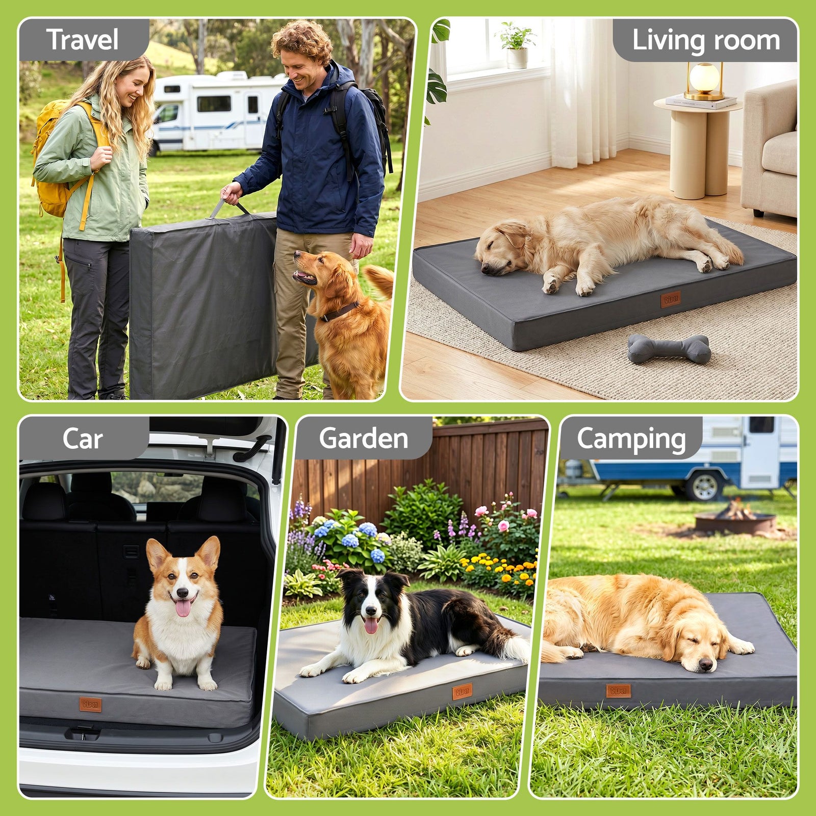 Dog Bed XL Water-resistant Egg Crate Foam Orthopedic Pet Mat Grey