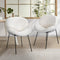 2x Faux Sherpa Dining Chairs Cream Upholstered Modern Metal Leg Chairs