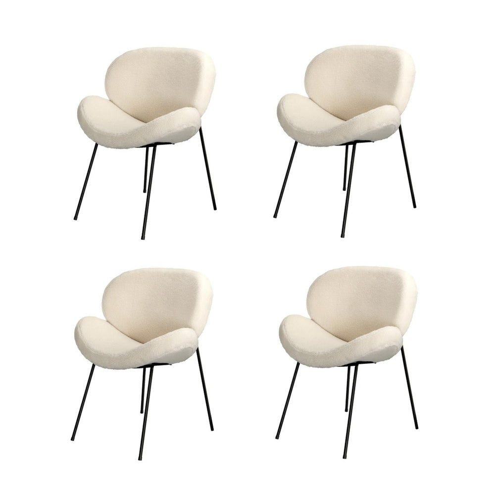 4PCS Armchair Dining Chair Sherpa White