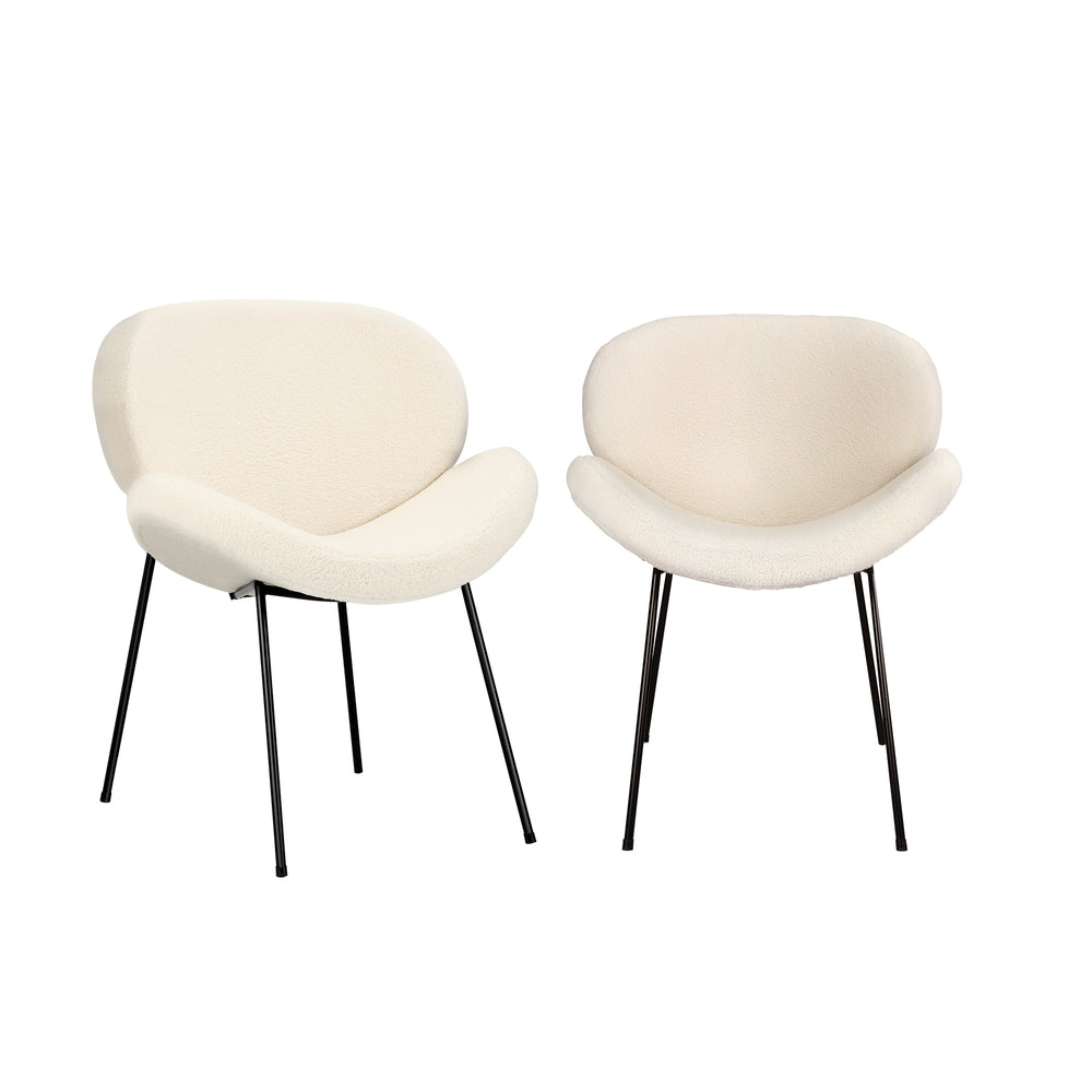 6PCS Armchair Dining Chair Sherpa White
