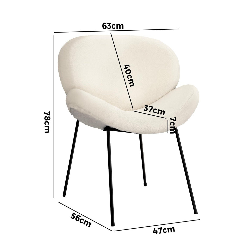 6PCS Armchair Dining Chair Sherpa White