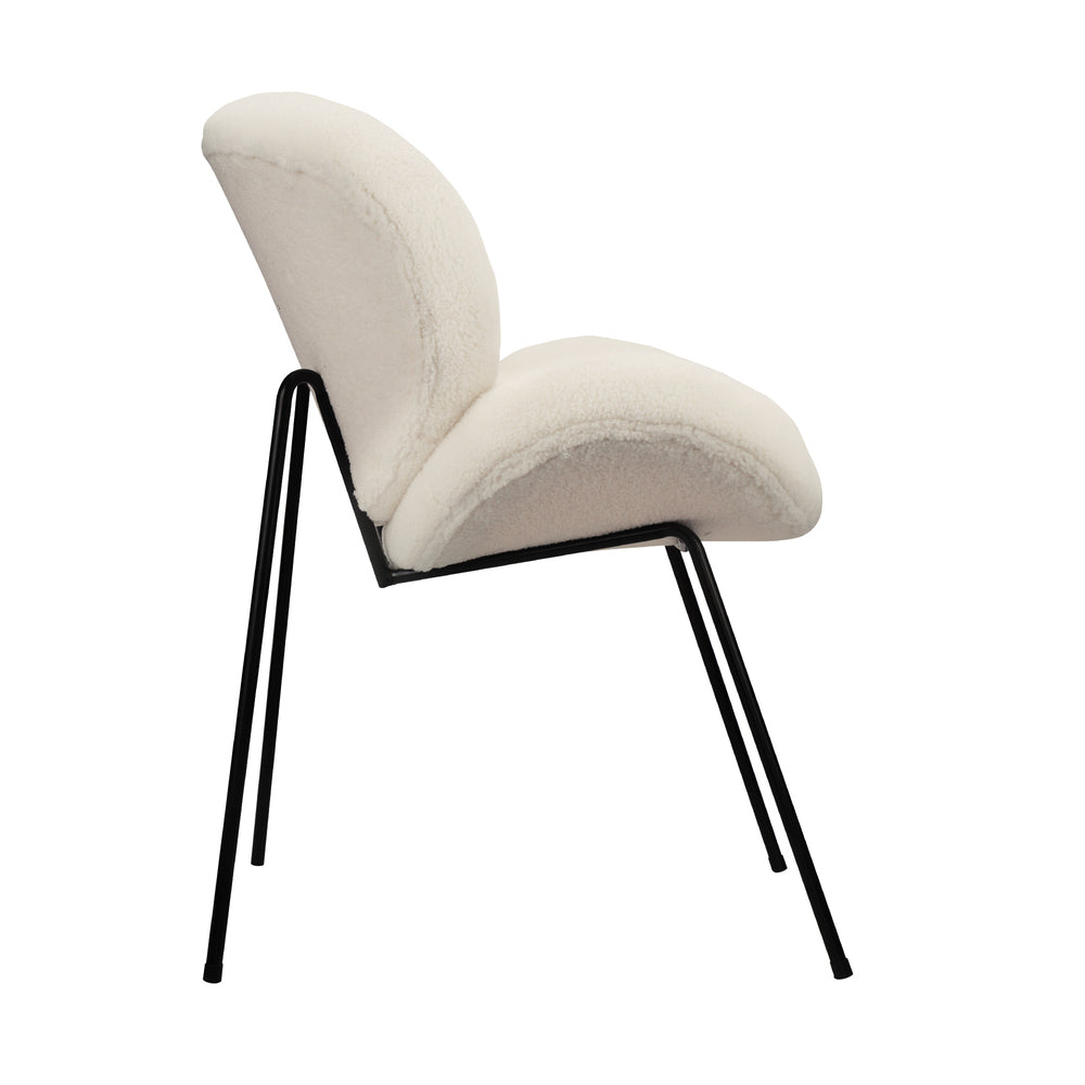 6PCS Armchair Dining Chair Sherpa White