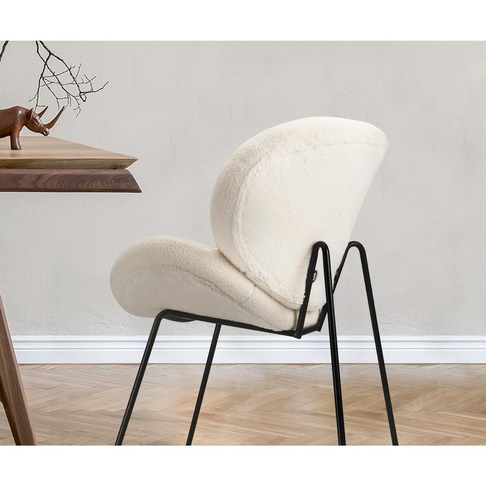 6PCS Armchair Dining Chair Sherpa White