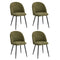 4x Dining Chairs Accent Armchair Upholstered Linen Green