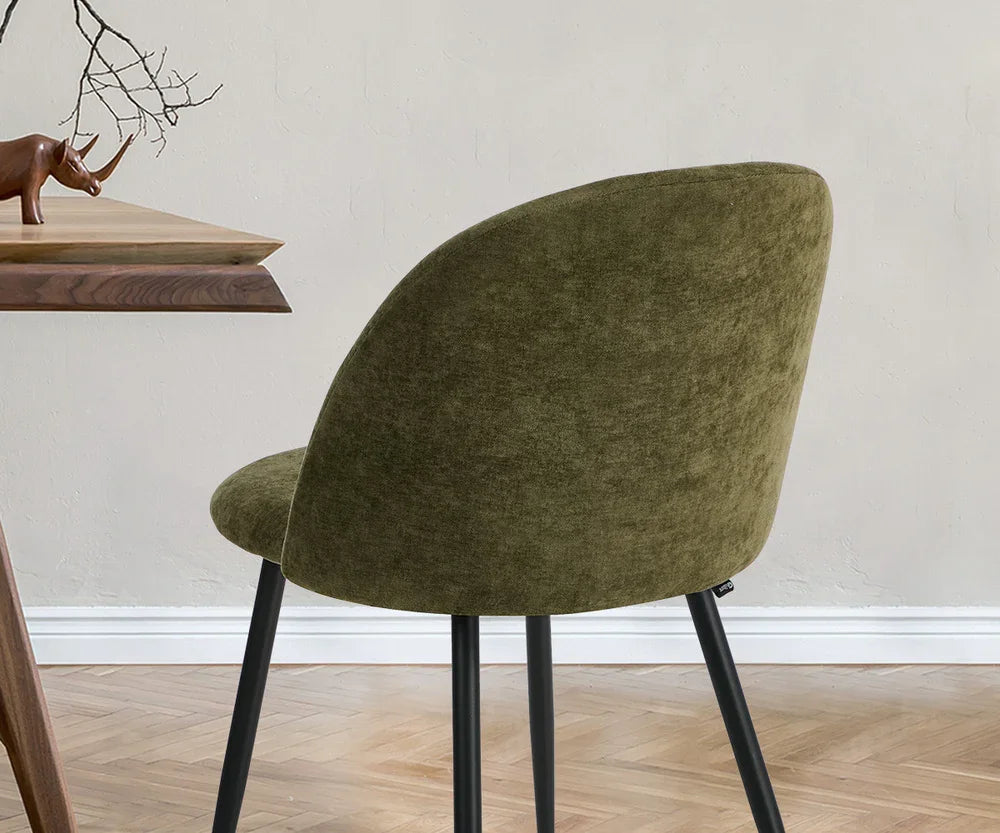 4x Dining Chairs Accent Armchair Upholstered Linen Green