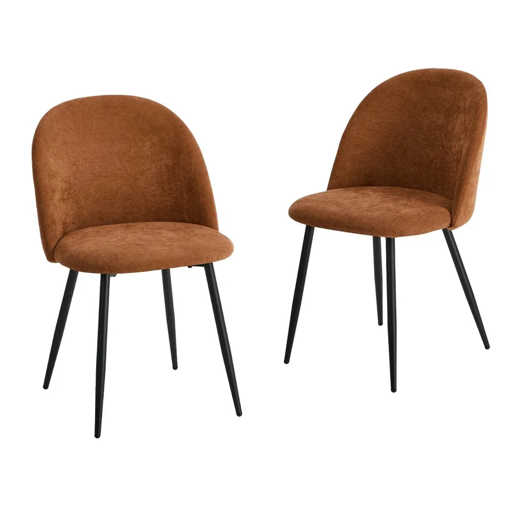 2x Dining Chairs Accent Chair Armchair Kitchen Linen Orange