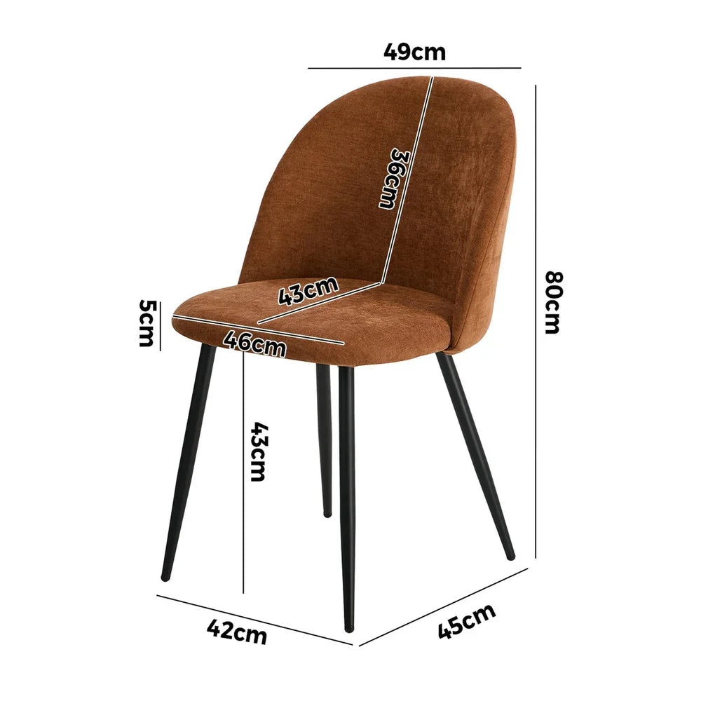 6x Dining Chairs Accent Armchair Upholstered Linen Orange