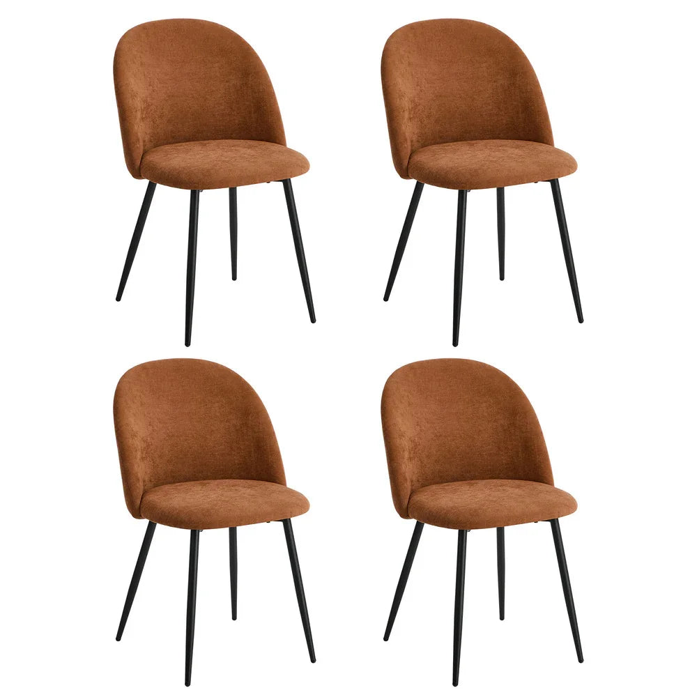 4x Dining Chairs Accent Armchair Upholstered Linen Orange