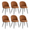 6x Dining Chairs Accent Armchair Upholstered Linen Orange