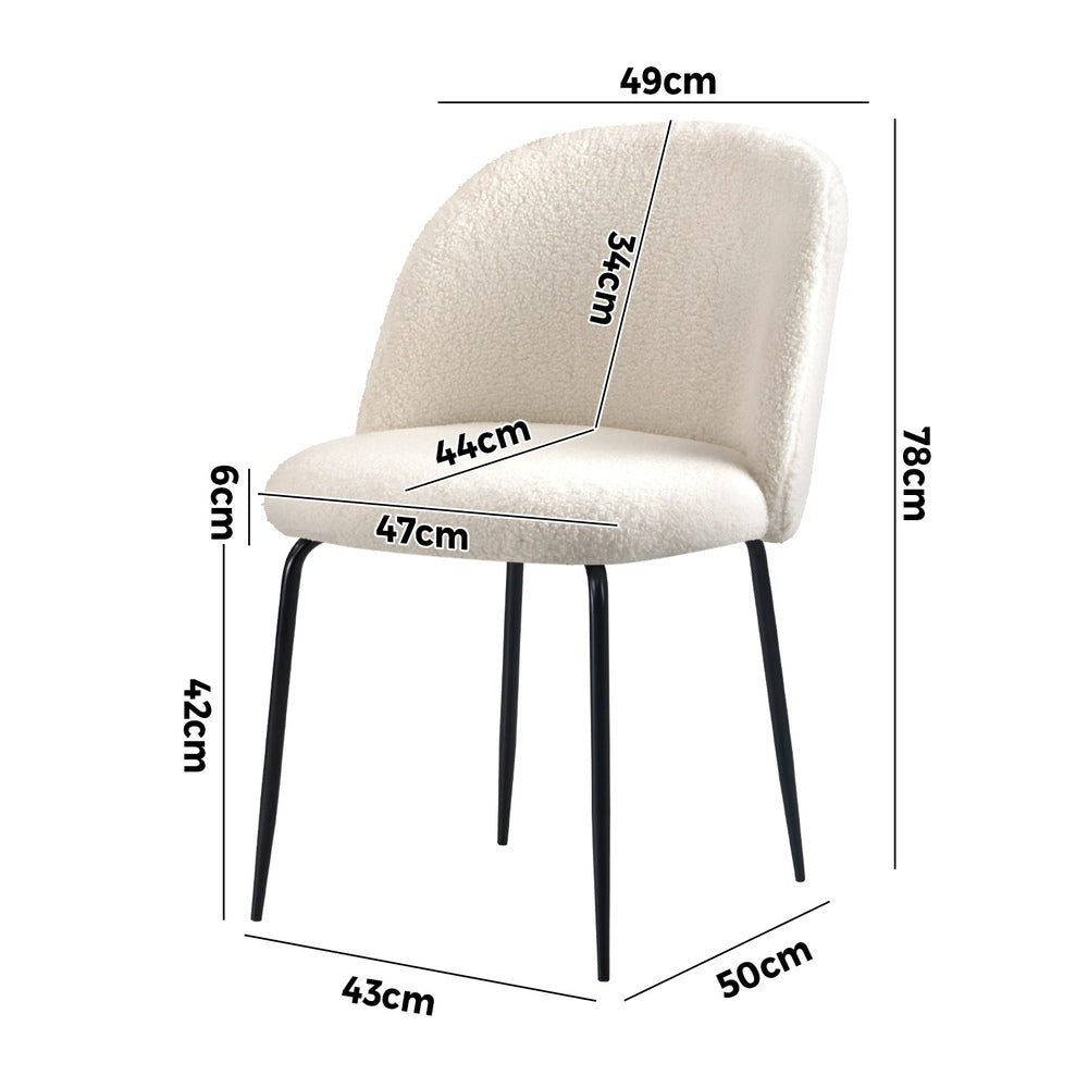 8x Dining Chairs Upholstered Sherpa White