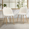 Oikiture Dining Chairs Set of 2 Sherpa Upholstered White Wooden Legs