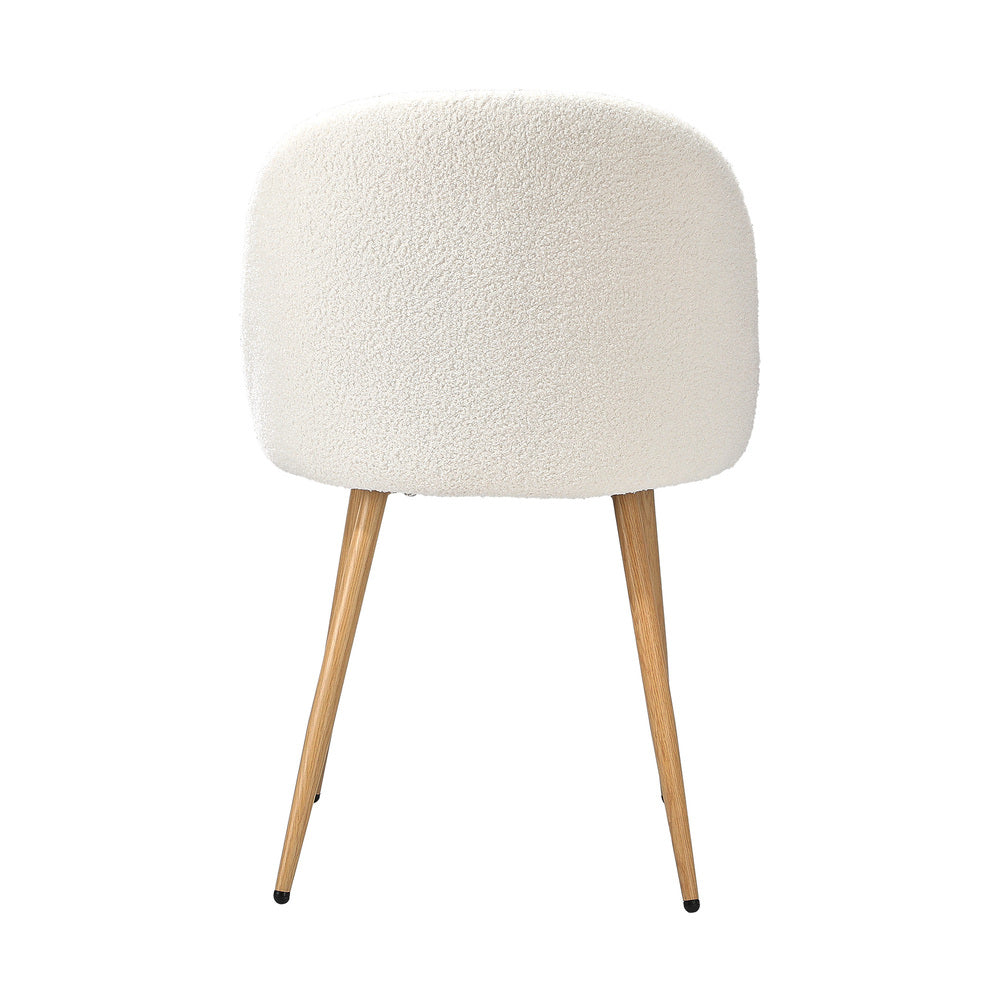 Oikiture 4x Dining Chairs Upholstered Sherpa Wooden White