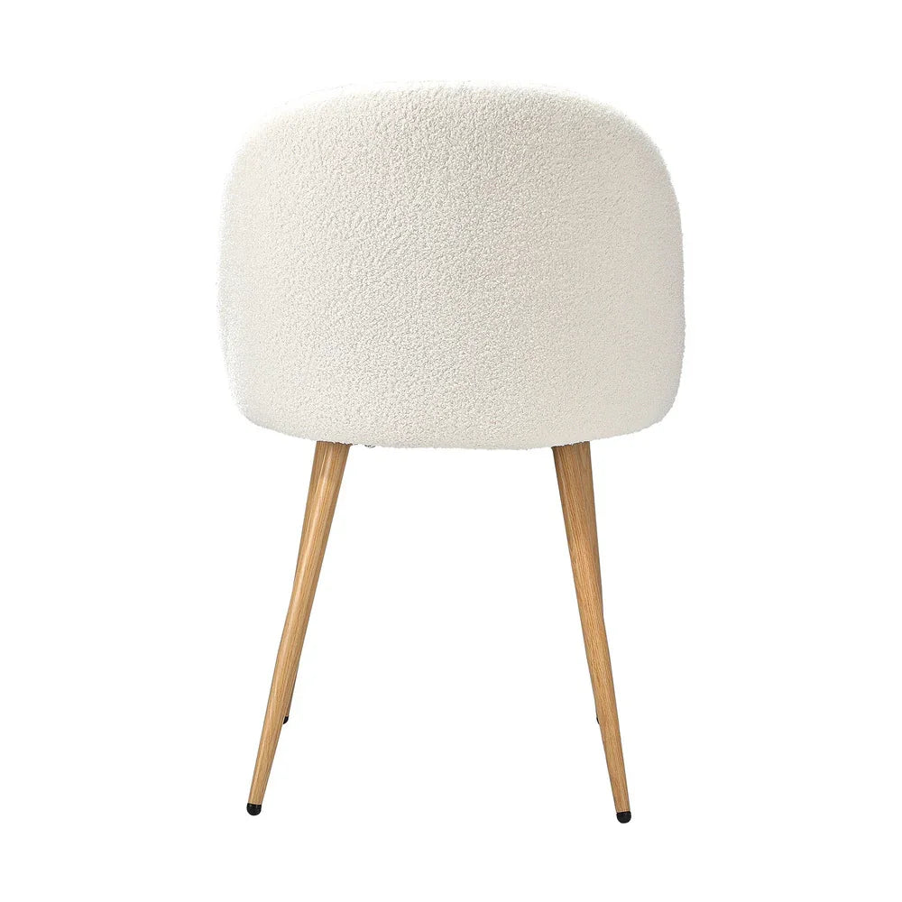 6x Dining Chairs Upholstered Sherpa Wooden White