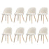 8x Dining Chairs Upholstered Sherpa Wooden White
