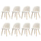 8x Dining Chairs Upholstered Sherpa Wooden White