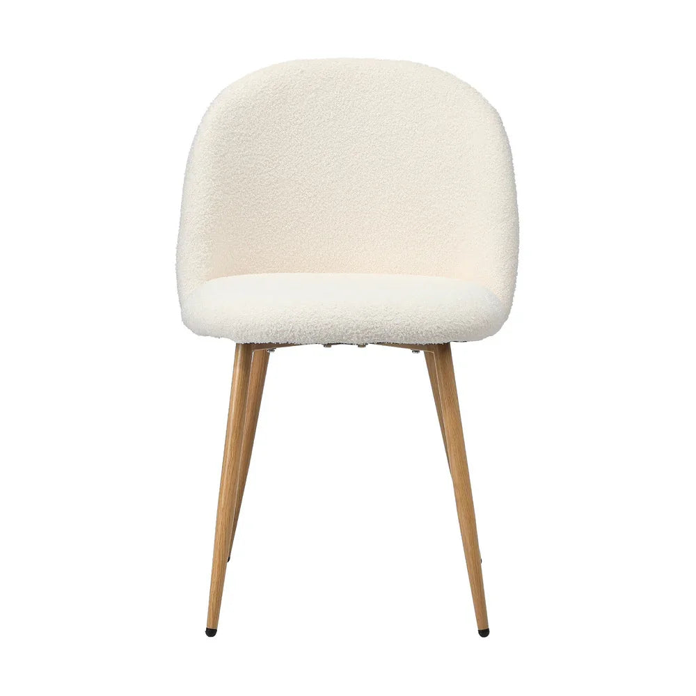 8x Dining Chairs Upholstered Sherpa Wooden White