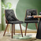 Oikiture 2x Dining Chairs Black Faux Leather Wooden Beech Frame High Back