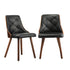 4x Wooden Dining Chairs Faux Leather Padded Black