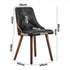 4x Wooden Dining Chairs Faux Leather Padded Black