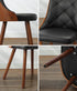 6x Wooden Dining Chairs Faux Leather Padded Black