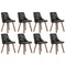 8x Wooden Dining Chairs Faux Leather Padded Black