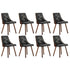 8x Wooden Dining Chairs Faux Leather Padded Black