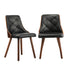 8x Wooden Dining Chairs Faux Leather Padded Black