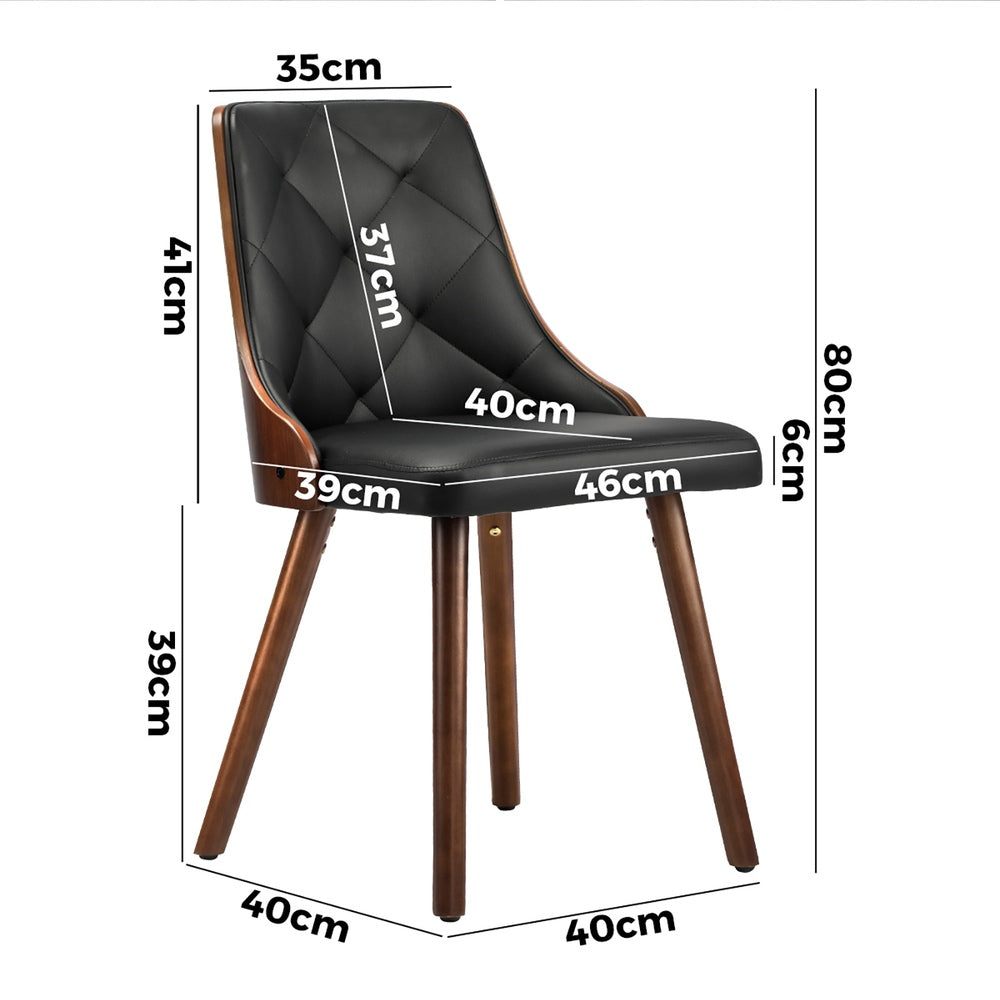 8x Wooden Dining Chairs Faux Leather Padded Black