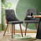 Dining Chairs Wooden Faux Leather Seatx2 Grey