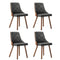 Wooden Dining Chairs Faux Linen fabric Padded Seatx4