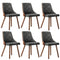 Wooden Dining Chairs Faux Linen fabric Padded Seatx6