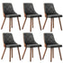 Wooden Dining Chairs Faux Linen fabric Padded Seatx6