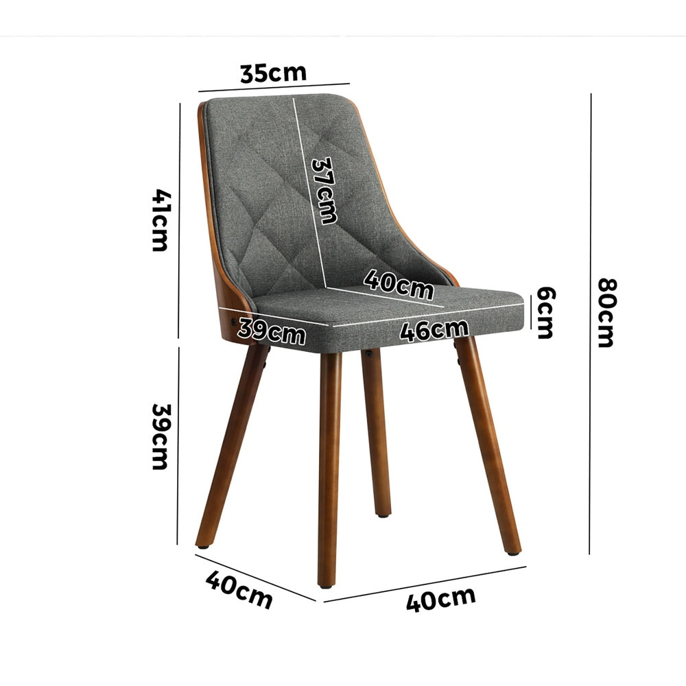 Wooden Dining Chairs Faux Linen fabric Padded Seat x8