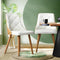 Oikiture 2x Dining Chairs White Faux Leather Wooden Beech Frame High Back